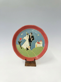 "The Sweetest Start" Hand-Painted Ceramic Plate | Bride, Groom & Chapel Folk Art | Wedding & Housewarming Gift
