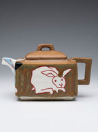LUMIGIFT Artisan Hand-Painted Square Teapot | One-of-a-Kind Ceramic Tea Maker