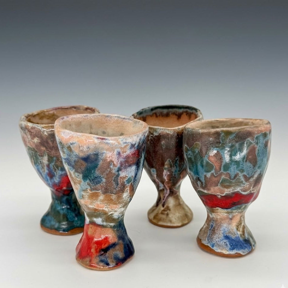 LUMIGIFT Hand-Pinched Artisan Mini Goblets – One-of-a-Kind Versatile Tasting Cups