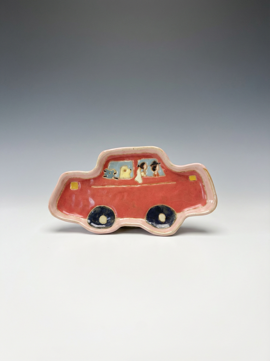 Hand-Painted "Just Married" Car Dish | Bride, Groom & Pets | Unique Artisan Wedding Gift