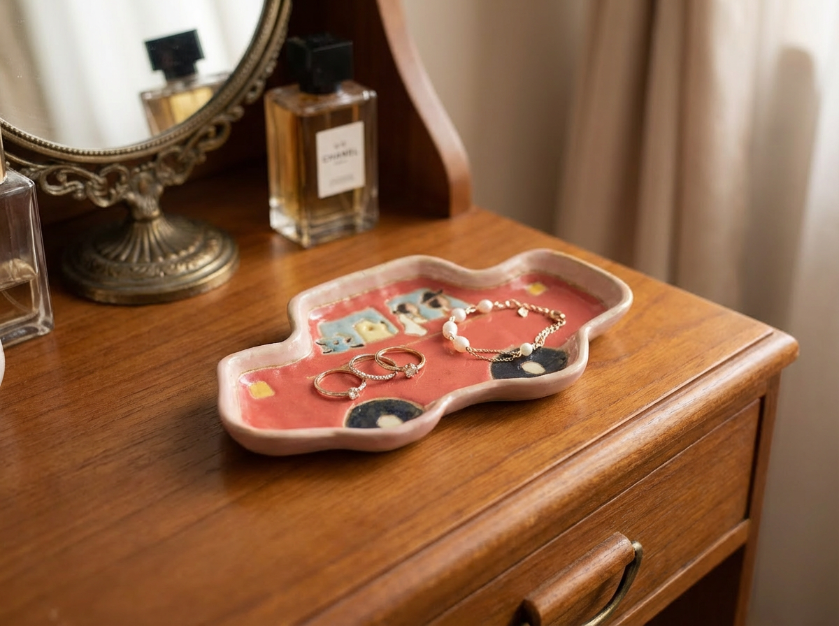 Hand-Painted "Just Married" Car Dish | Bride, Groom & Pets | Unique Artisan Wedding Gift