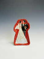 Hand-Painted "The Happy Couple" Shaped Dish | Unique Artisan Wedding Trinket Tray