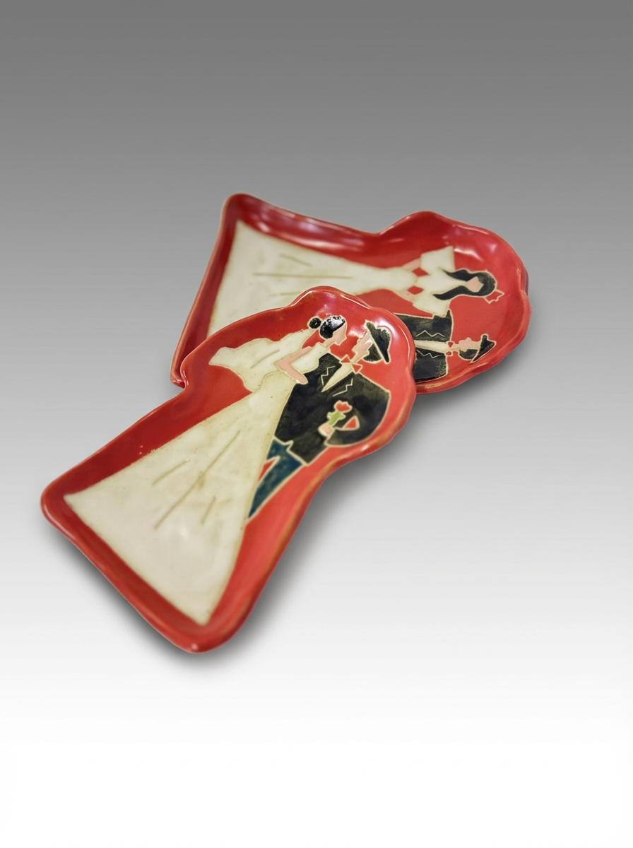 Hand-Painted "The Happy Couple" Shaped Dish | Unique Artisan Wedding Trinket Tray