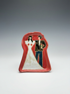 Hand-Painted "The Happy Couple" Shaped Dish | Unique Artisan Wedding Trinket Tray