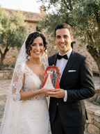 Hand-Painted "The Happy Couple" Shaped Dish | Unique Artisan Wedding Trinket Tray