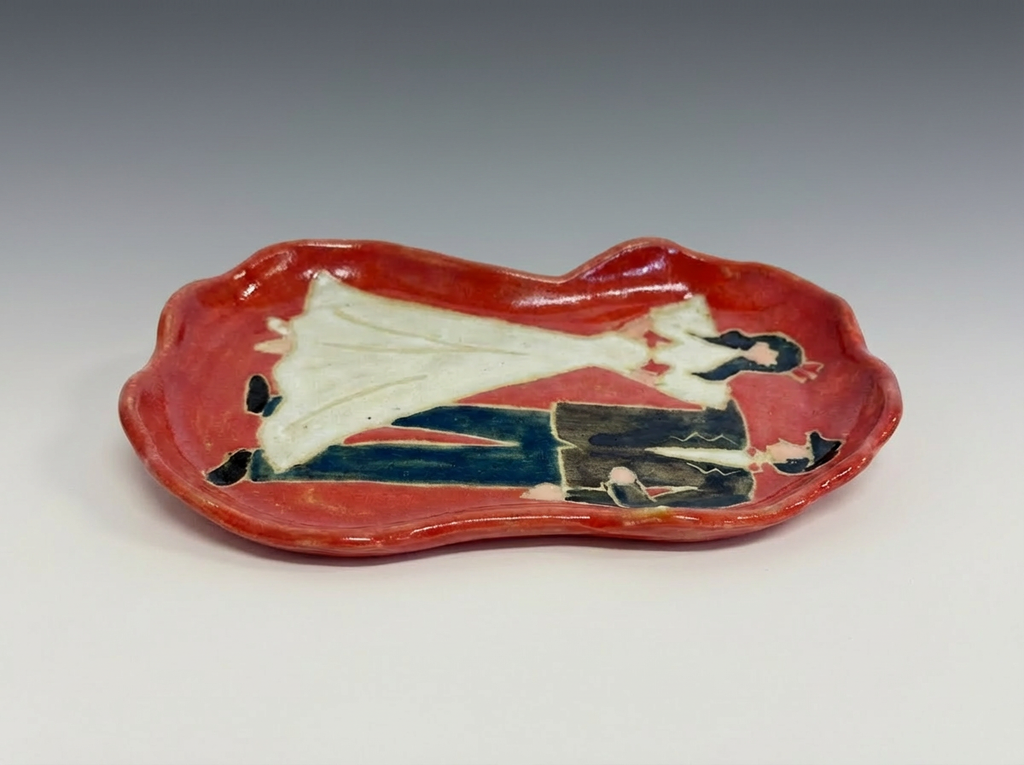 Hand-Painted "The Happy Couple" Shaped Dish | Unique Artisan Wedding Trinket Tray