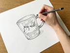 Hand-Painted "Sunny Day" Cat Mug | Orange Striped Artisan Coffee Cup | Custom Pet Portrait