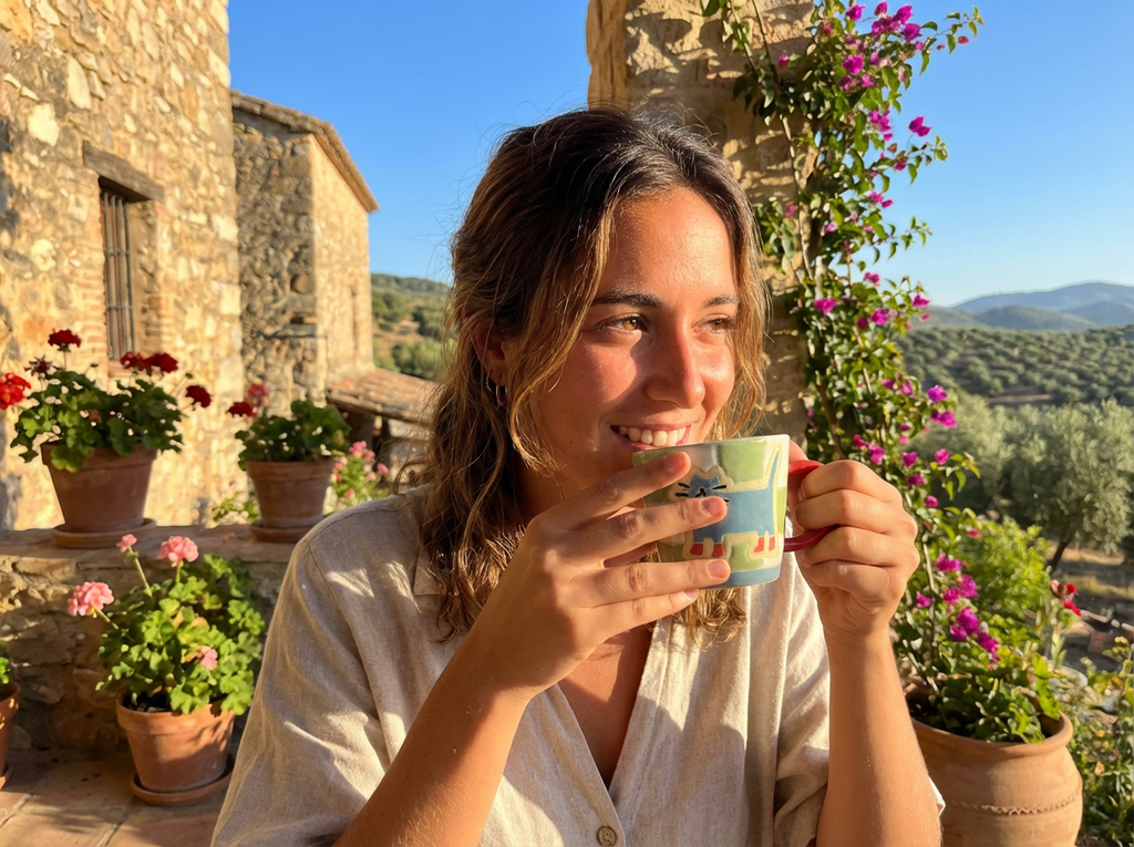 Hand-Painted "Boots the Cat" Checkered Mug | Artisan Ceramic Coffee Cup | Custom Pet Portrait