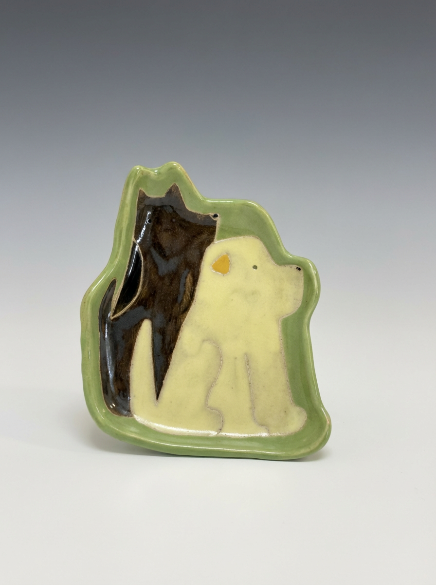 Hand-Painted "Best Buds" Shaped Dog Dish | Artisan Ceramic Trinket Tray | Custom Pet Portrait Available
