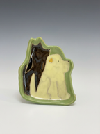 Hand-Painted "Best Buds" Shaped Dog Dish | Artisan Ceramic Trinket Tray | Custom Pet Portrait Available