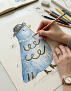 "Madame Blue" Hand-Painted Ceramic Pigeon Dish | Inspired by a Real Pet | Quirky Jewelry Tray