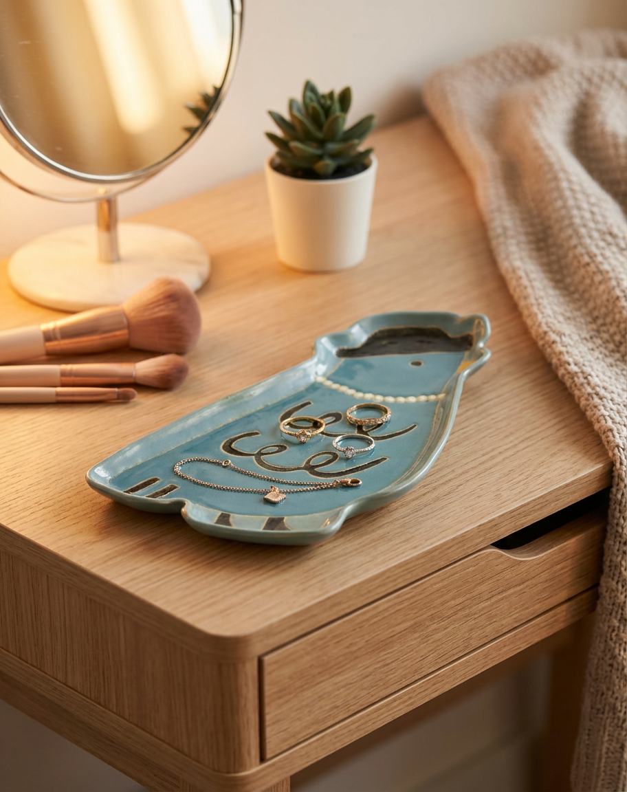 "Madame Blue" Hand-Painted Ceramic Pigeon Dish | Inspired by a Real Pet | Quirky Jewelry Tray