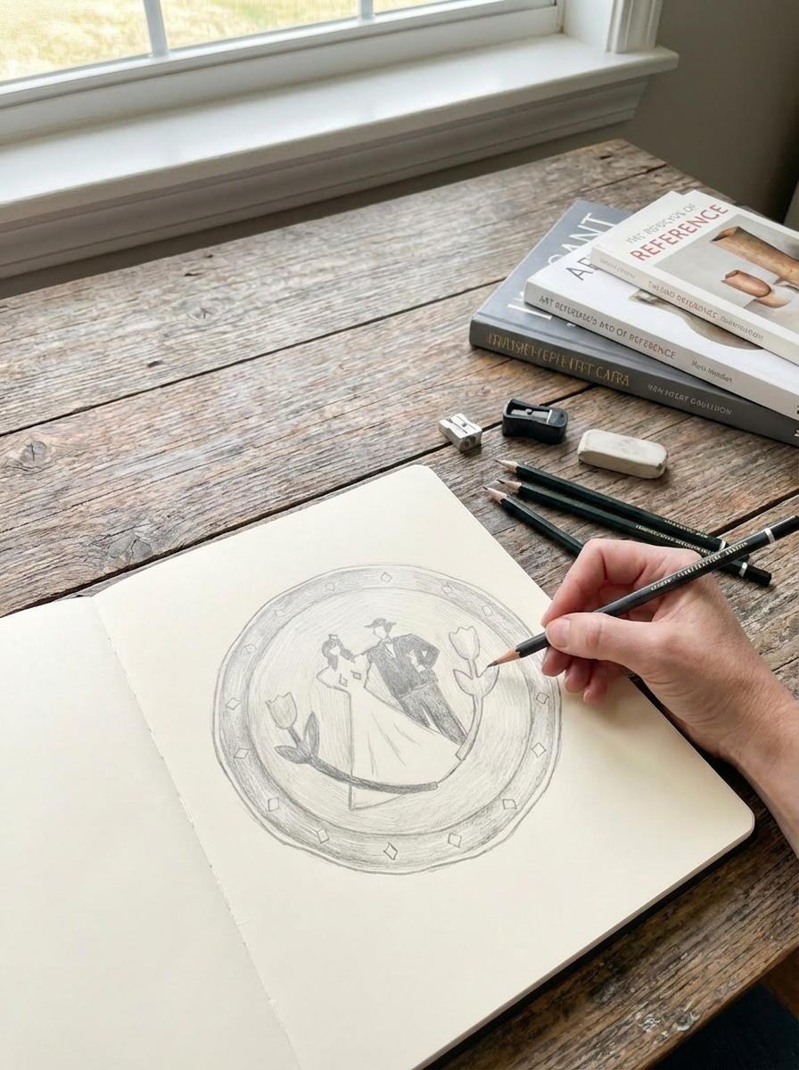 Hand-Painted "Love in Bloom" Ceramic Plate | Unique Artisan Wedding & Anniversary Gift