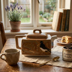 LUMIGIFT Artisan Hand-Painted Square Teapot | One-of-a-Kind Ceramic Tea Maker