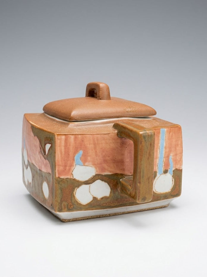 LUMIGIFT Artisan Hand-Painted Square Teapot | One-of-a-Kind Ceramic Tea Maker