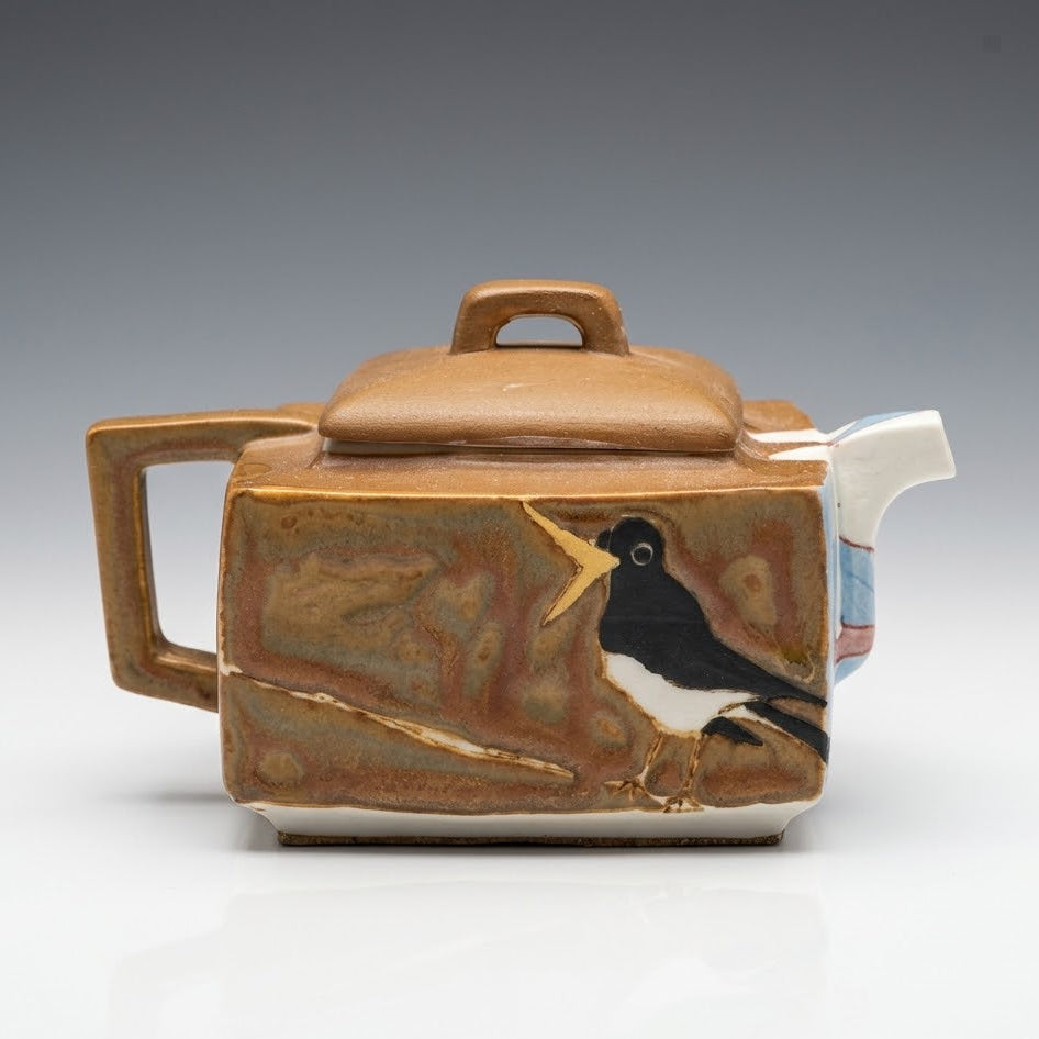 LUMIGIFT Artisan Hand-Painted Square Teapot | One-of-a-Kind Ceramic Tea Maker