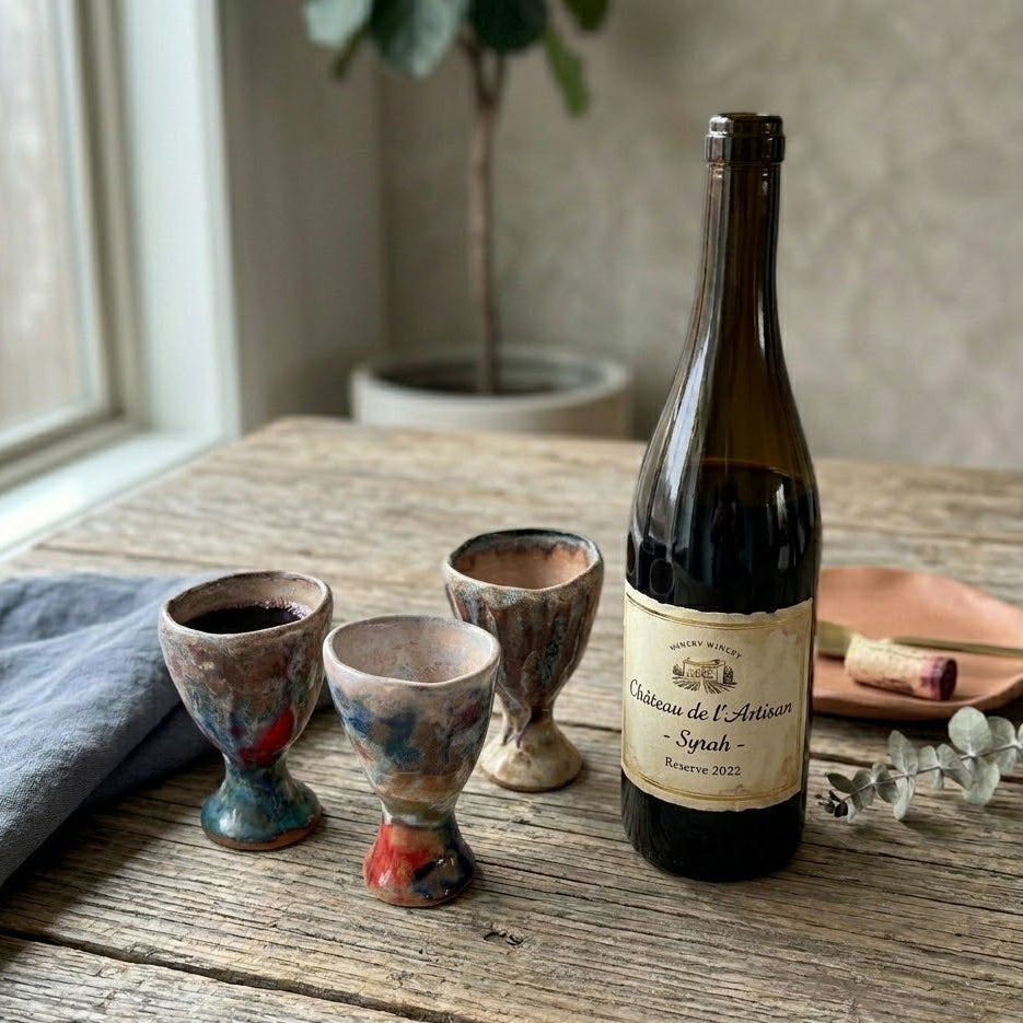 LUMIGIFT Hand-Pinched Artisan Mini Goblets – One-of-a-Kind Versatile Tasting Cups