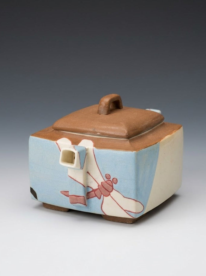 LUMIGIFT Artisan Hand-Painted Square Teapot | One-of-a-Kind Ceramic Tea Maker