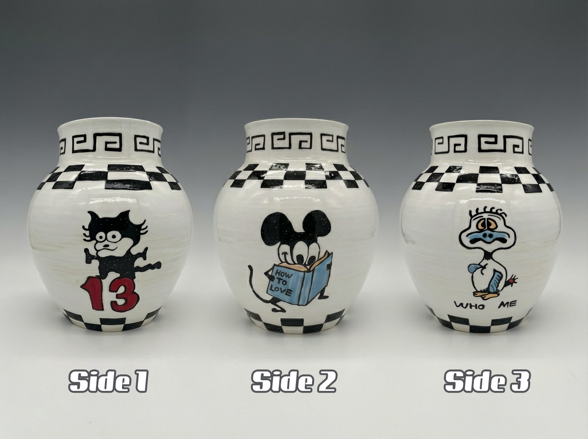 The "Retro Remix" Collection: Hand-Painted Pop Art Vases (8 inch)