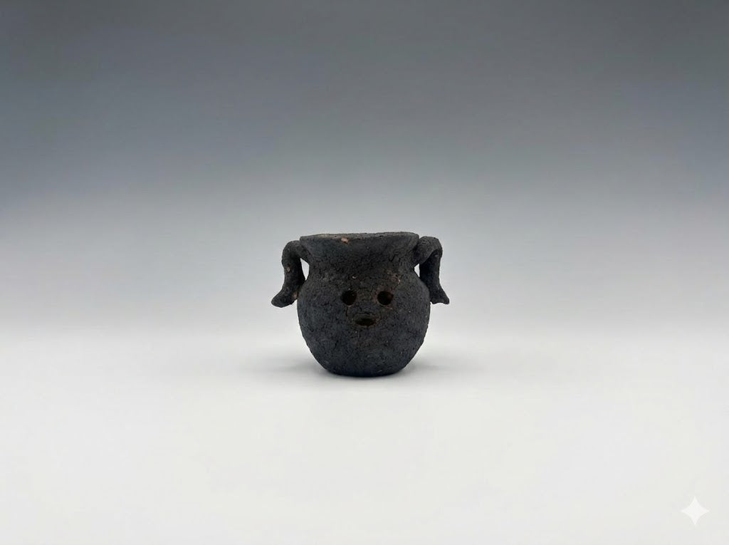 Little Stone Watcher: The "Soot Spirit" | Rare Black Jingdezhen Clay & Charcoal Texture