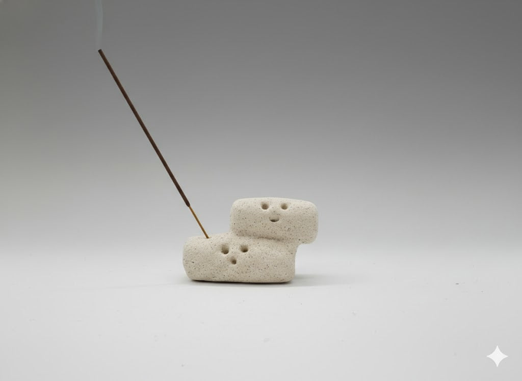 Little Stone Watcher: The "Double Spirit" | Raw Jingdezhen Clay Incense Holder